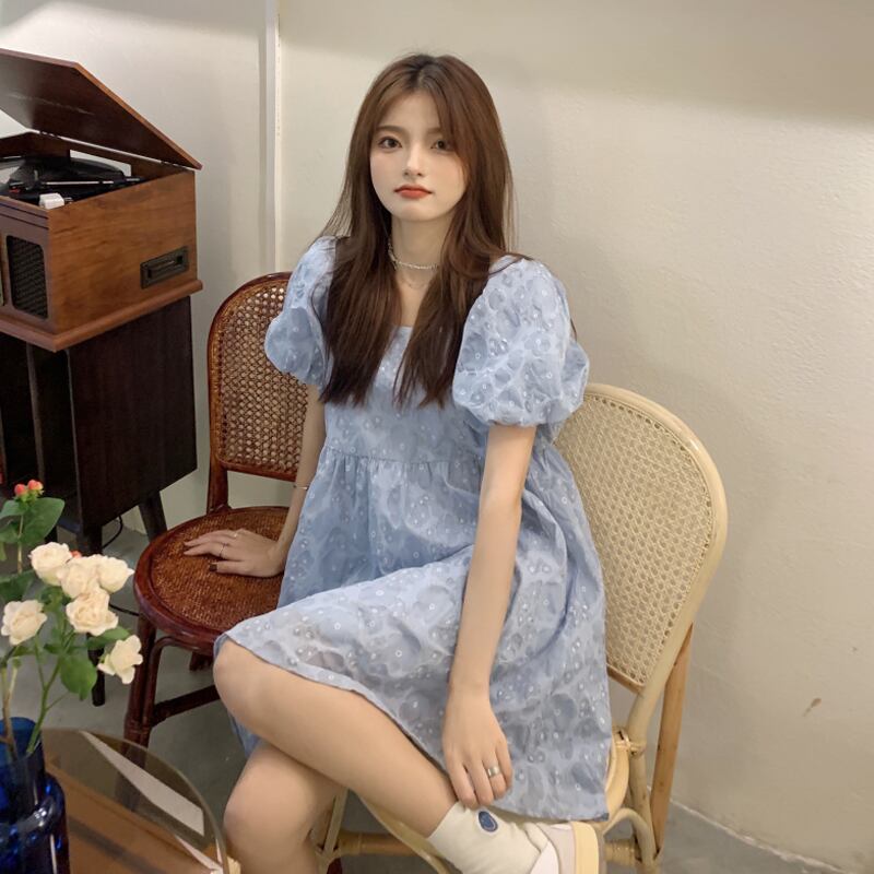 スリーブドレス サマースカート 大人ガーリー スウィート キュート カジュアル 夏物 スクウェア 試着室53463182945