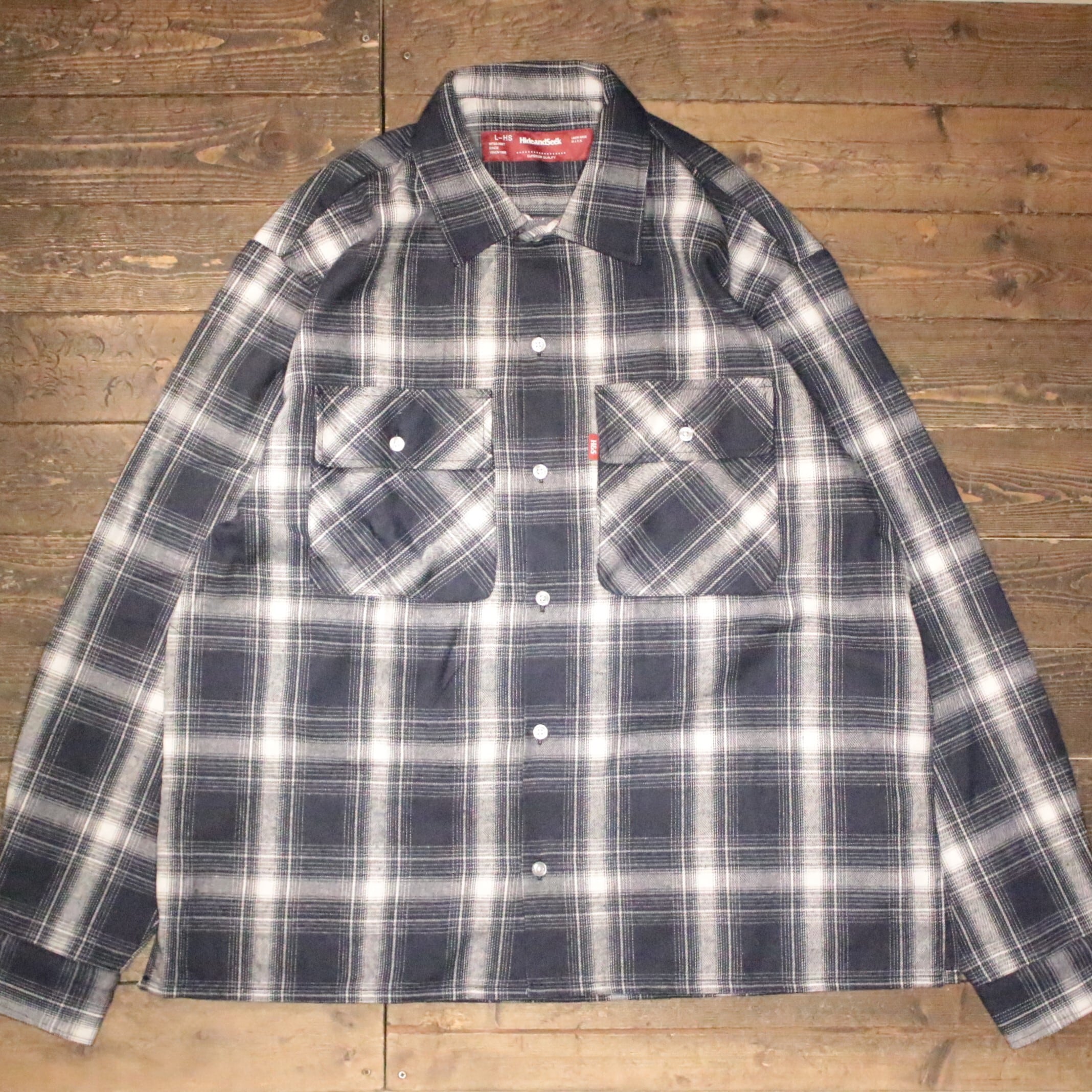 HIDE AND SEEK】Ombre Check L/S Shirt(26ss) -RED (ハイドアンド