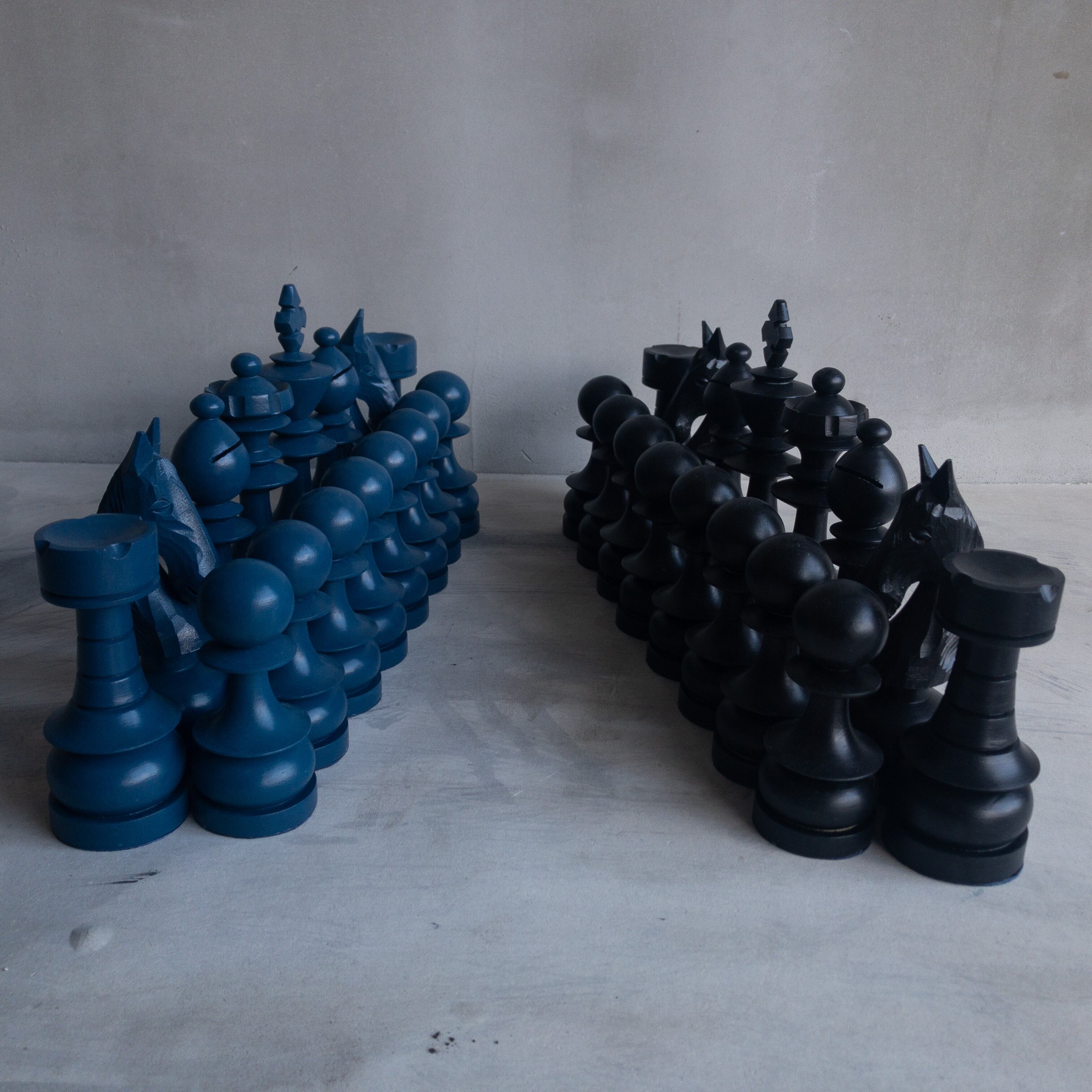 青い巨大チェスセット 青 屋 青い巨大チェスセット 青 屋