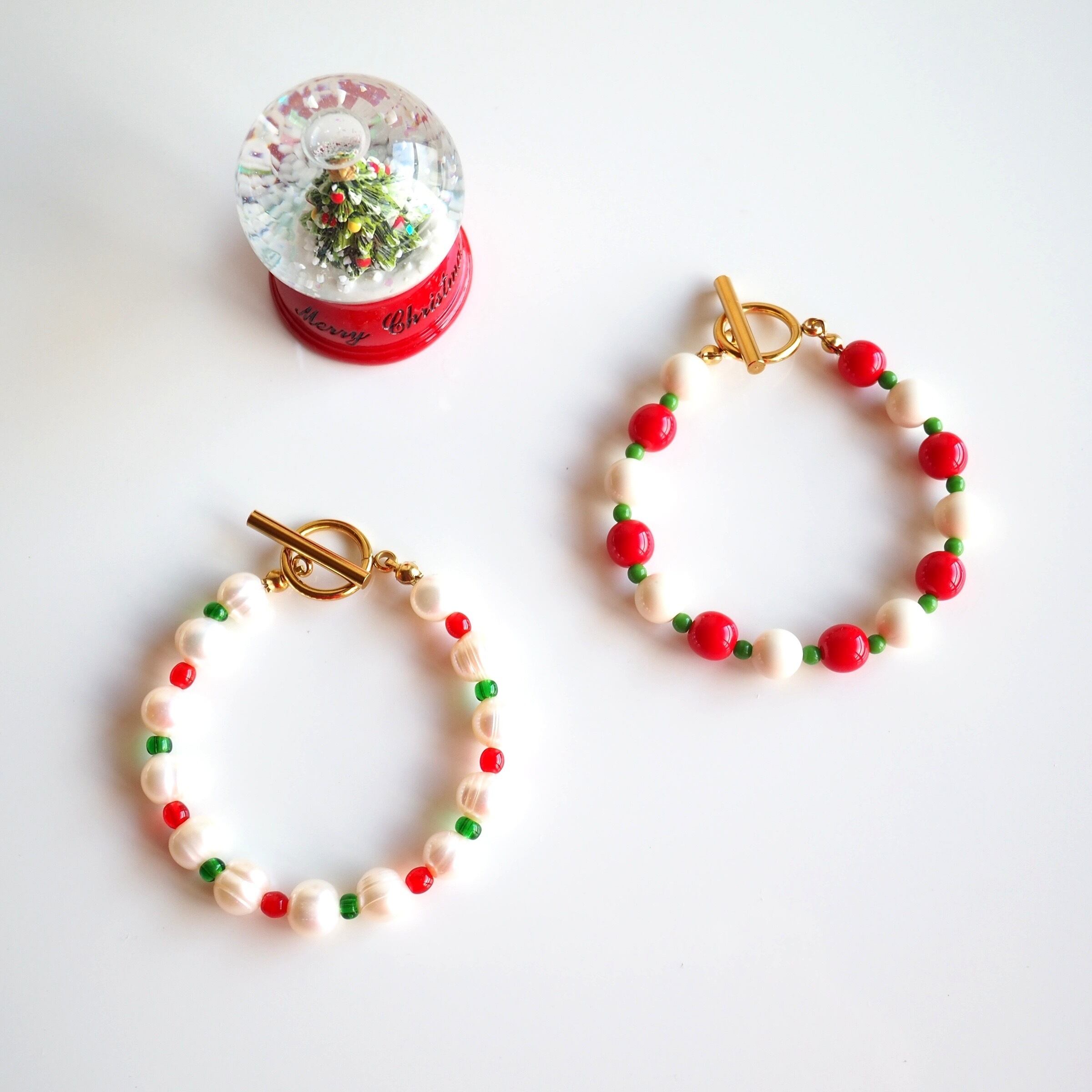 チェコビーズとドイツビーズのビーズブレスレット（WINTER）no.1