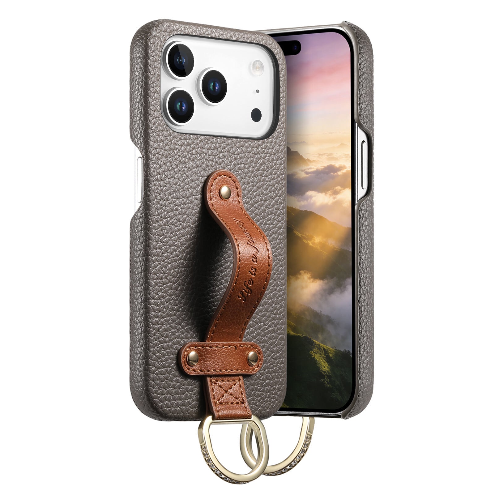 ベルト付 iPhone 17 16 15 14 13 12 ケース ラインストーンリング付