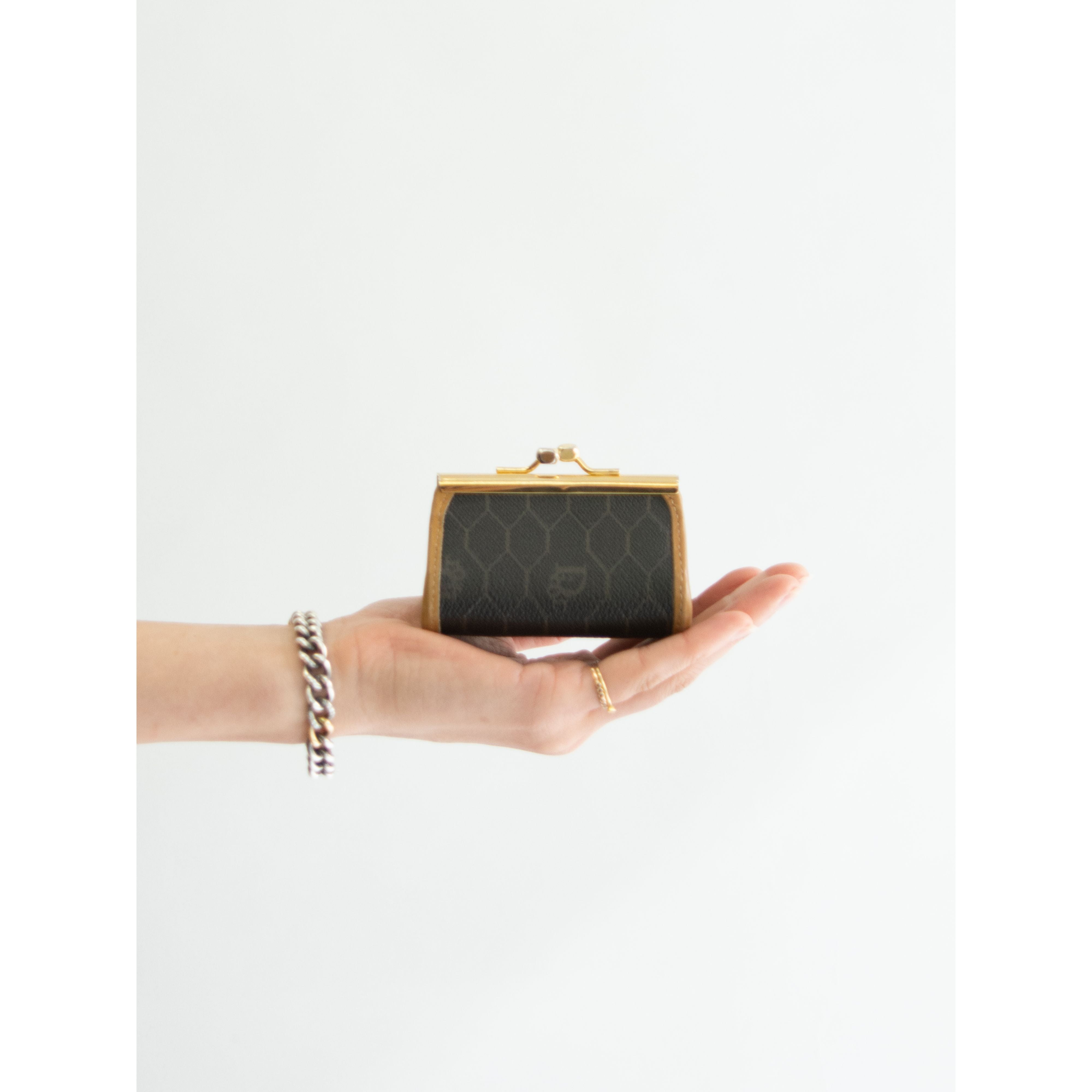 【Christian Dior】Made in France PVC×Leather coin purse（クリスチャンディオール フランス製 がま口コインケース 小物入れ）11b