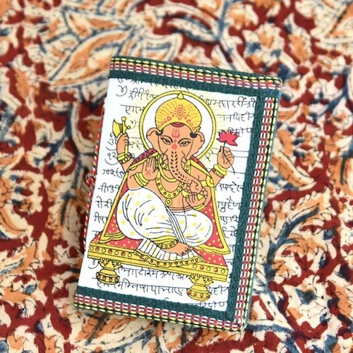 インドの神様柄紙メモノート  C  ガネーシャ   タテ 約12.8cm×8.5cm