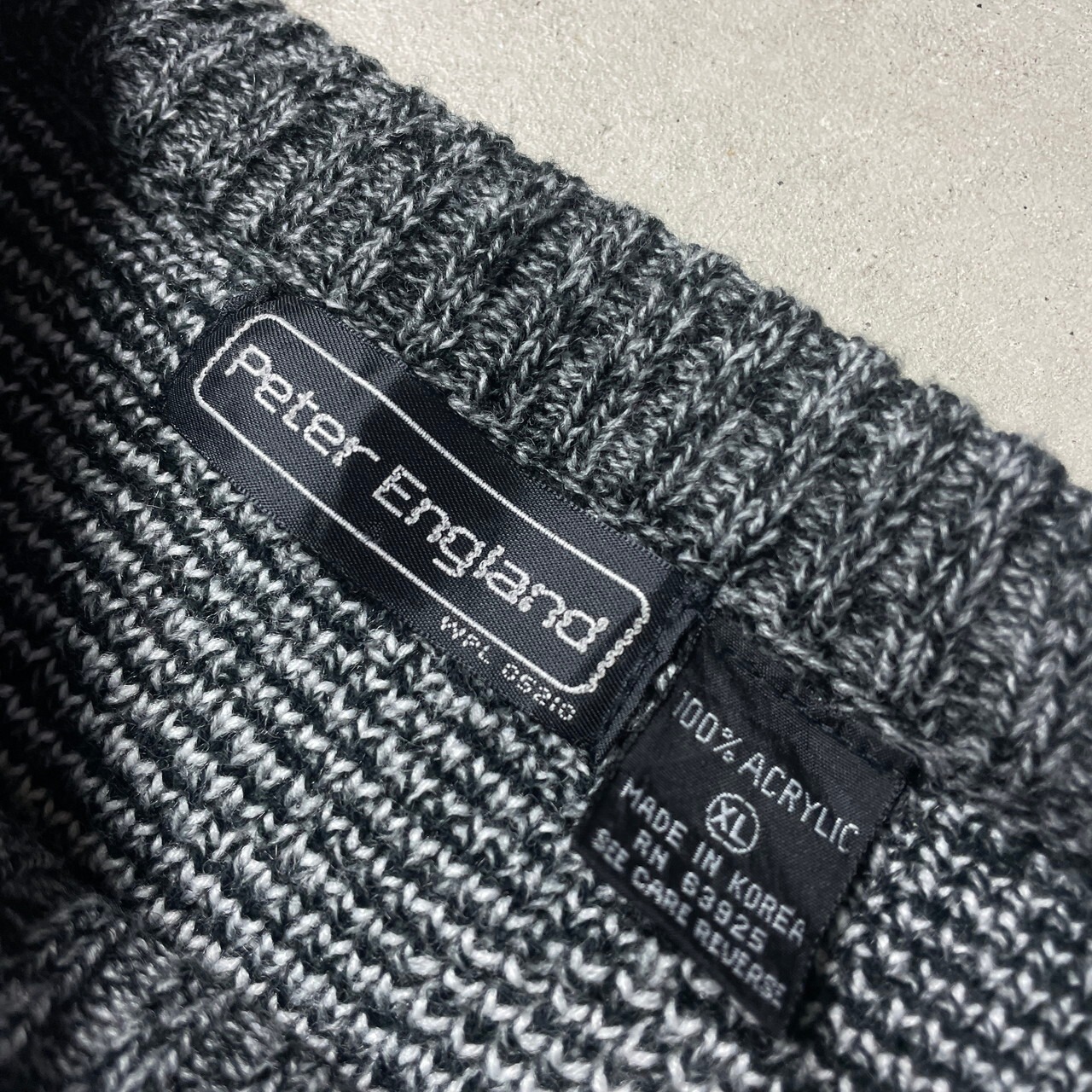 Peter England 総柄 アクリルニットセーター メンズXL 古着 ビンテージ 