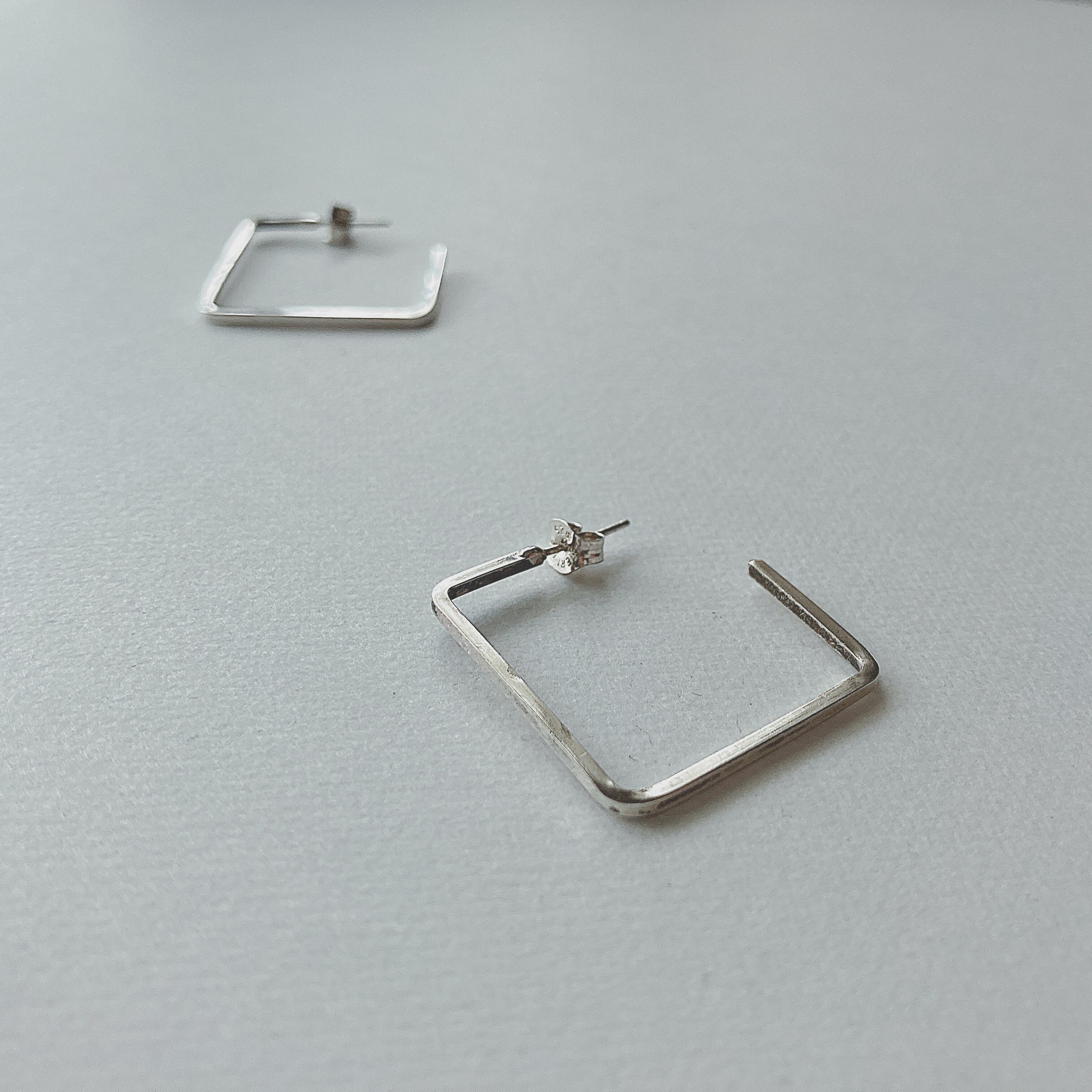 Vintage sterling silver 925 square hoop earrings ヴィンテージ