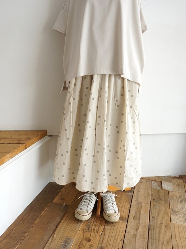 NATURAL LAUNDRY ナチュラルランドリー　ドット タックスカート