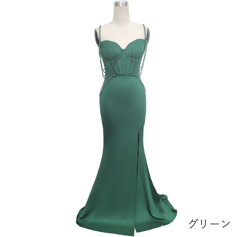 ビーズ装飾スリットマーメイドドレス 9color D1678 | 演奏会・ステージ