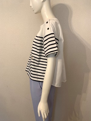 【日本製】パネルボーダー刺繍Tee
