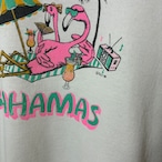 80s USA製 FRUIT ヴィンテージラグランスウェット白 バハマビーチ スーベニア