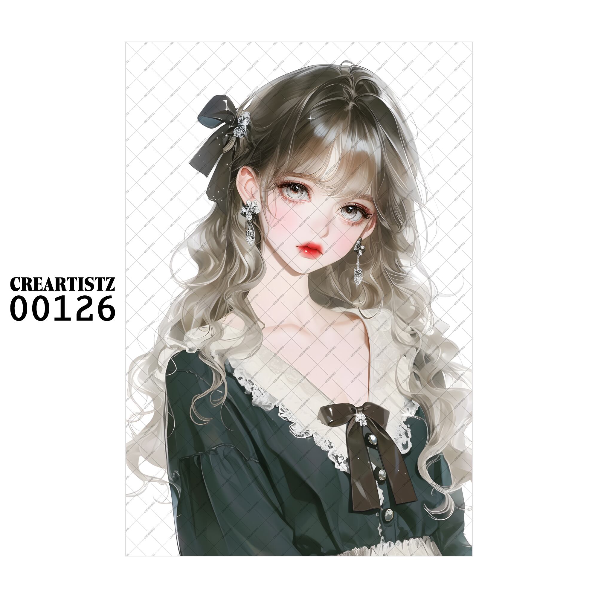 00126 ガール キュート オリジナル ペーパー/ステッカー 4枚セット CREARTISTZ