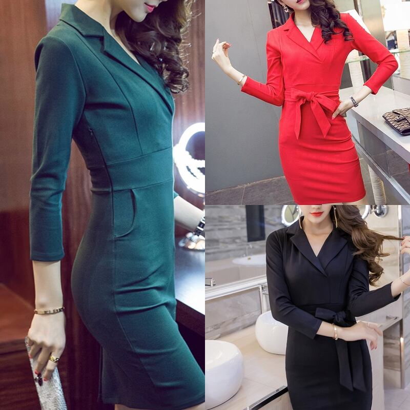 トレンチコート風デザイン 前リボン ワンピース