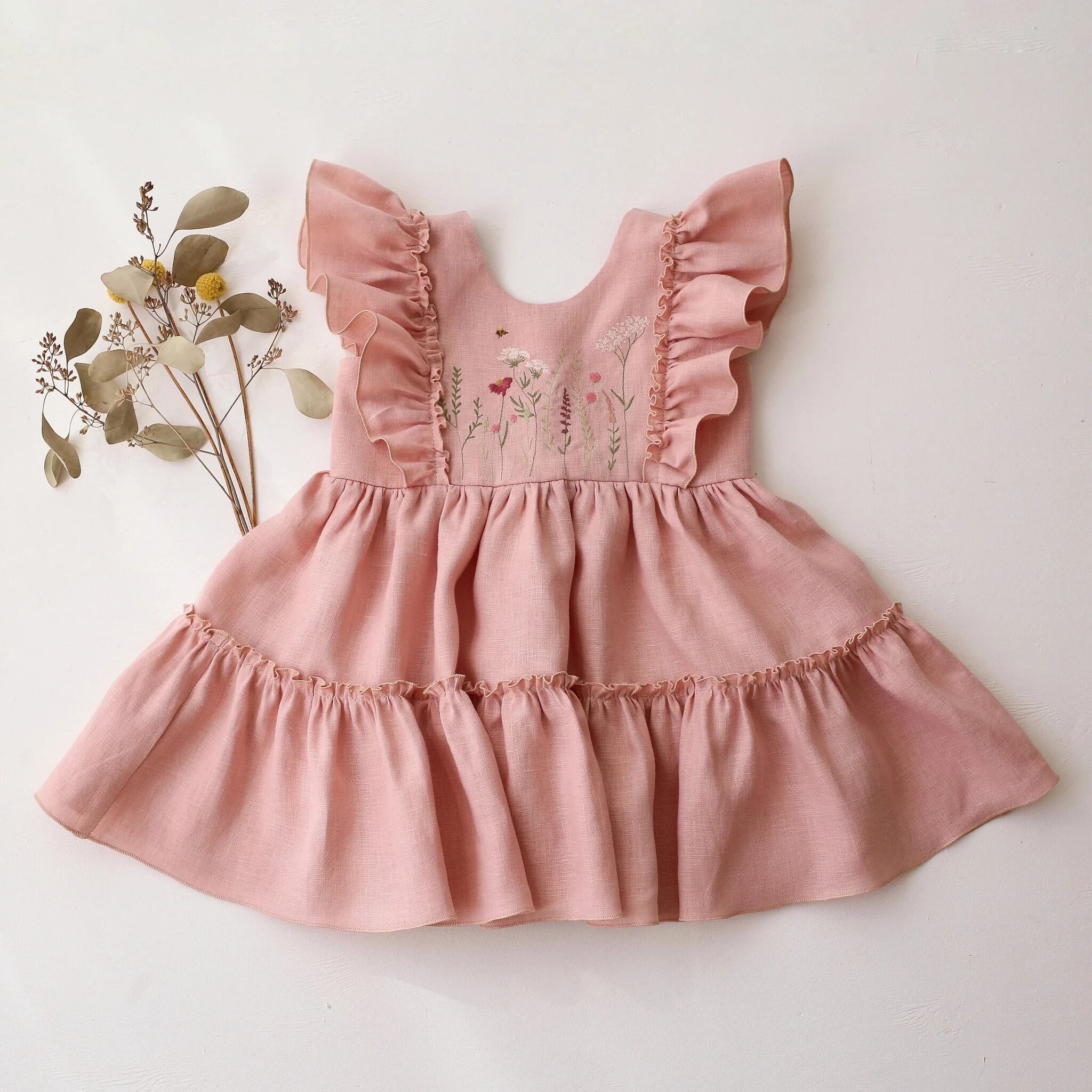 【予約】Dannie and Lilou / LINEN / Ruffled Front Tiered Dress