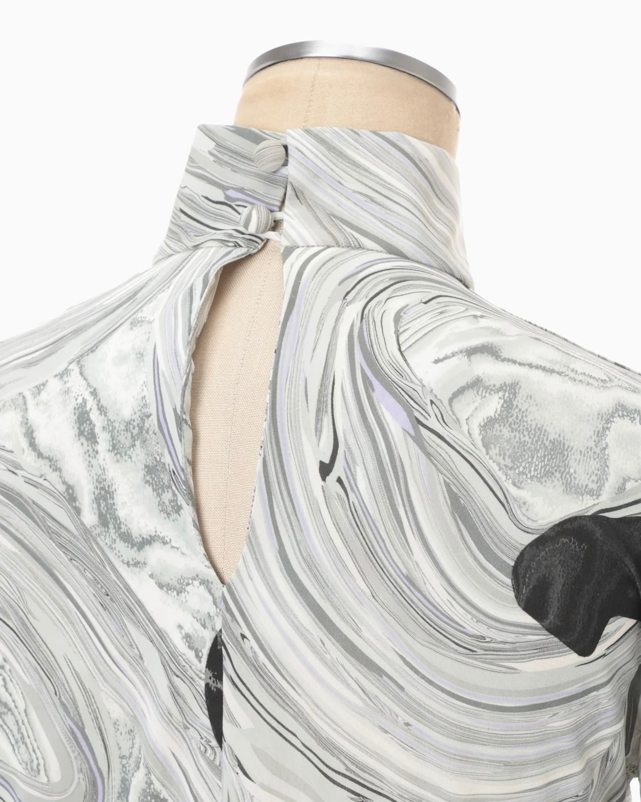 Mame Kurogouchi】Marble Print Jersey High Neck Top/grey | TOLMA.