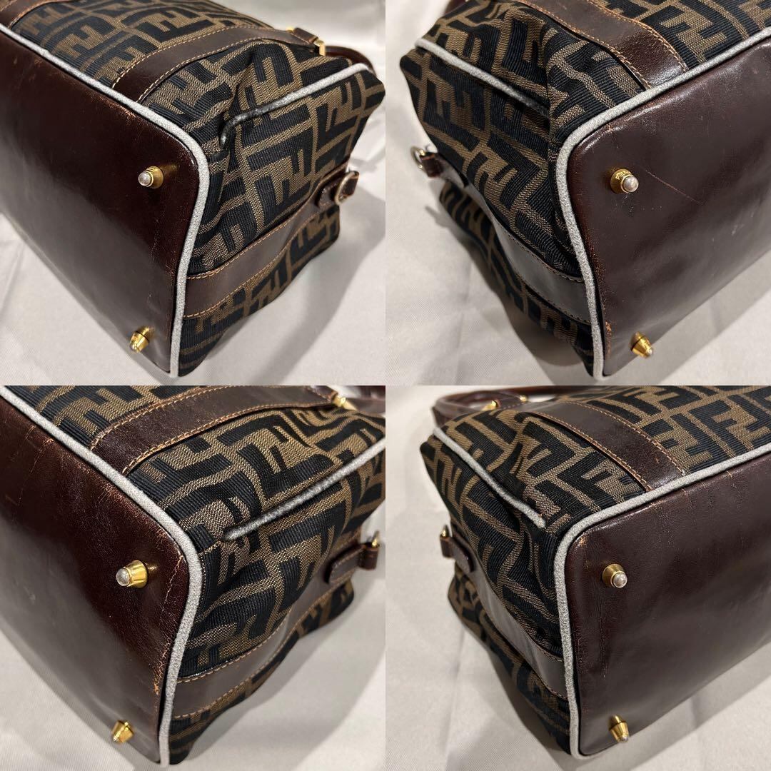 FENDI フェンディ ズッカ柄 ミニボストン ハンドバッグ レディース