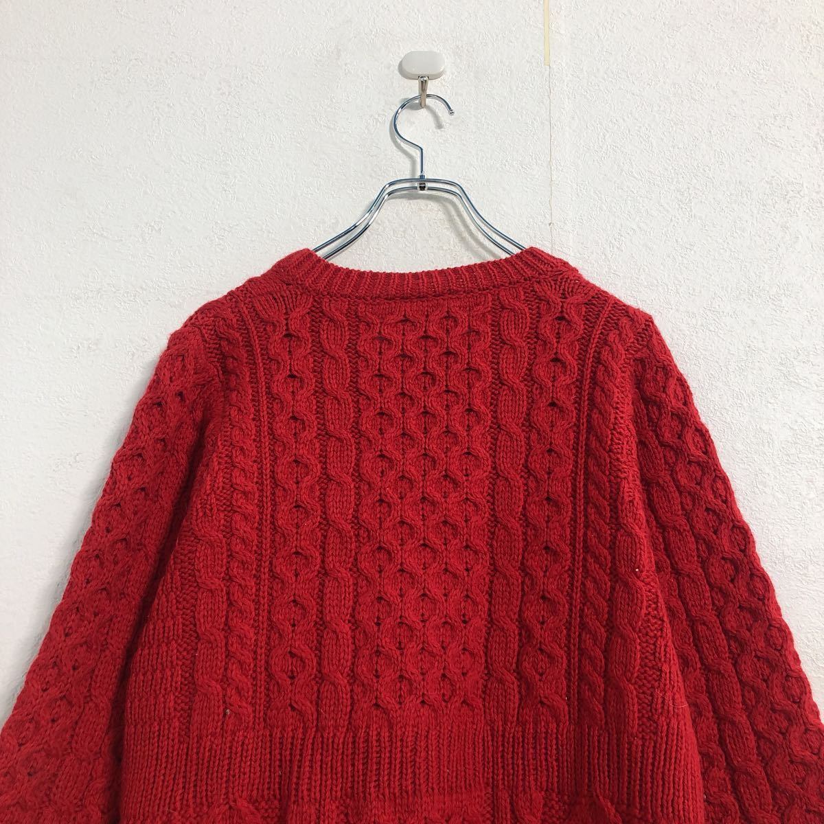 kilronan knitwear ケーブルニット カーディガン ウィメンズ XS レッド