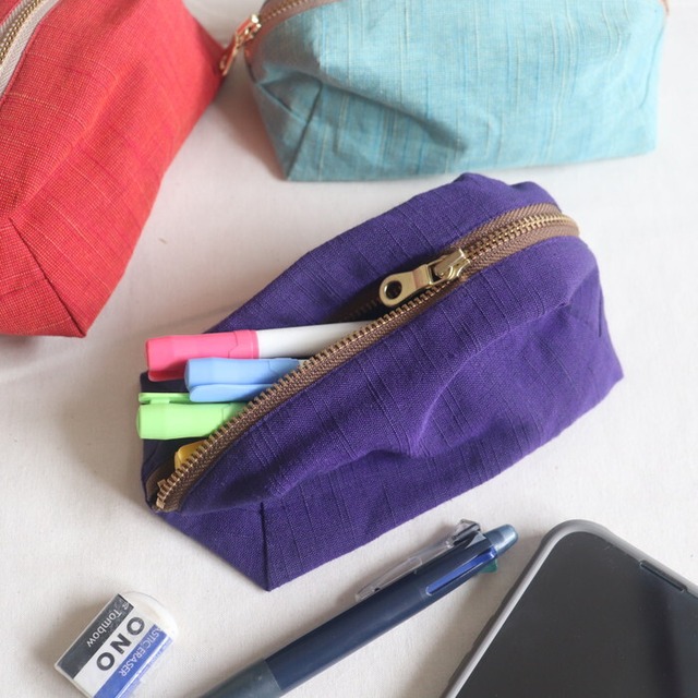 会津木綿 山ポーチ Aizu cotton Mini bag  #492-2