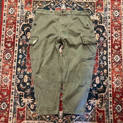 70s フランス軍 M-64 フィールドパンツ カーゴパンツ 108xc W102cm オリーブ ユーロ ミリタリー ヴィンテージ ワークパンツ M64 M47 80s