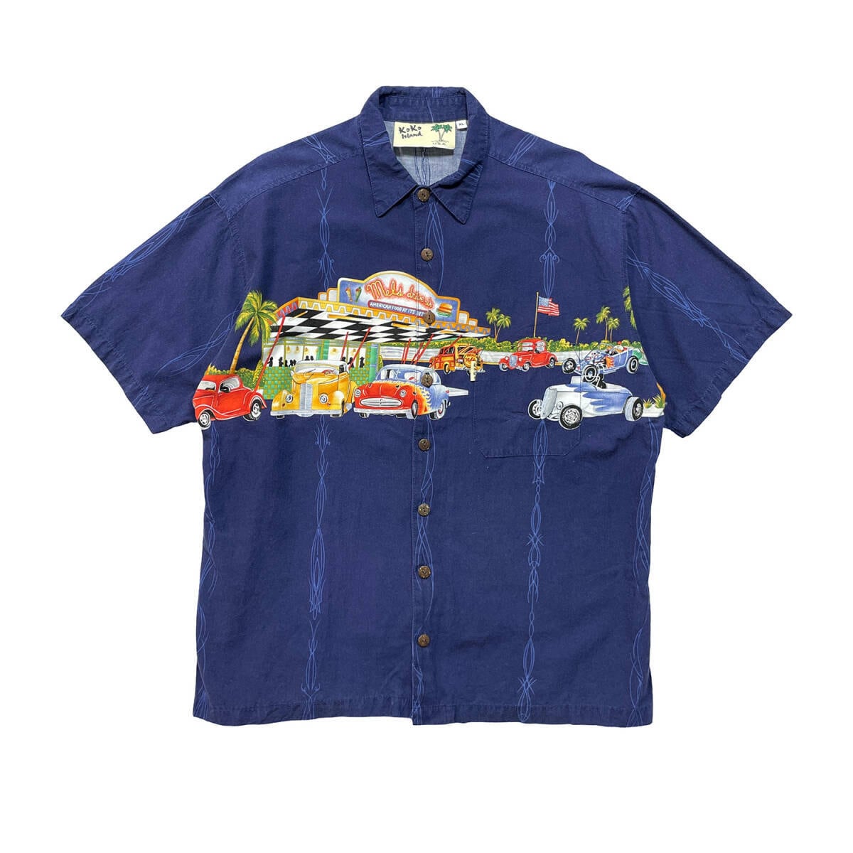 古着 USA製 90S ALOHA REPUBLIC 開襟 アロハシャツ ハワイアンシャツ