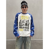 VINTAGE ストリート スタースリーブ ワッフルロングTシャツ T2237