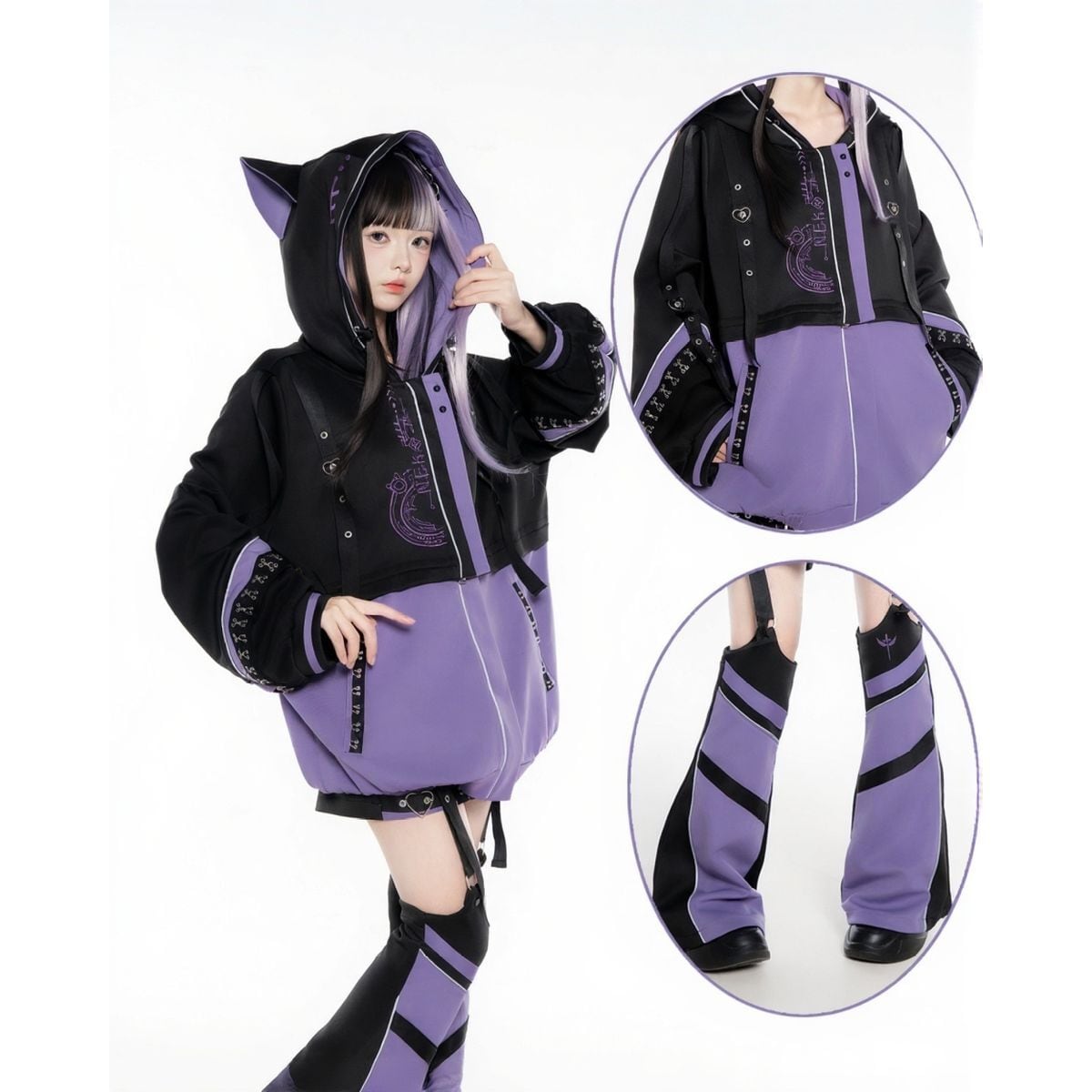 電脳少女サイバーパンク猫耳サイバージャージセット：フルセット