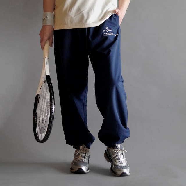 Slogan.コットンライクナイロンパンツ_ネイビー