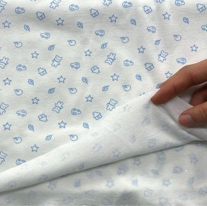 ★NI001◆2m◆綿100%フライスニット生地◆POP柄◆ライトブルー