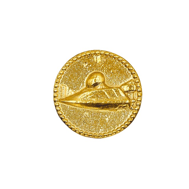純金【ボートレース】コイン型チャーム　約0.3g 　お守り 【JUNGOLD】