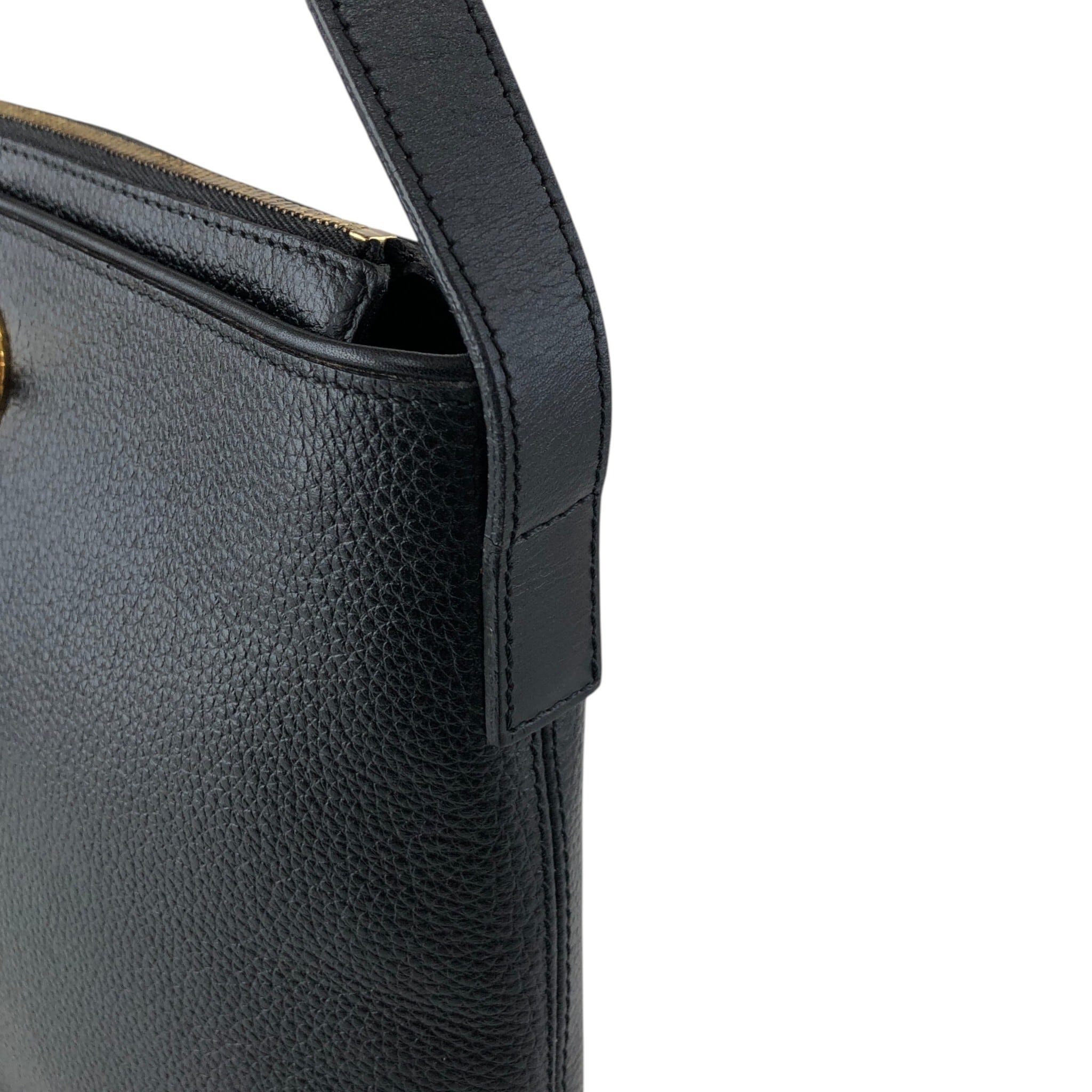 ヴィンテージ品■JOHN‐LENNON■ワンショルダーバッグ/ブラックレザー Q CELINE セリーヌ ショルダーバッグ ブラック マンテル レザー vintage
