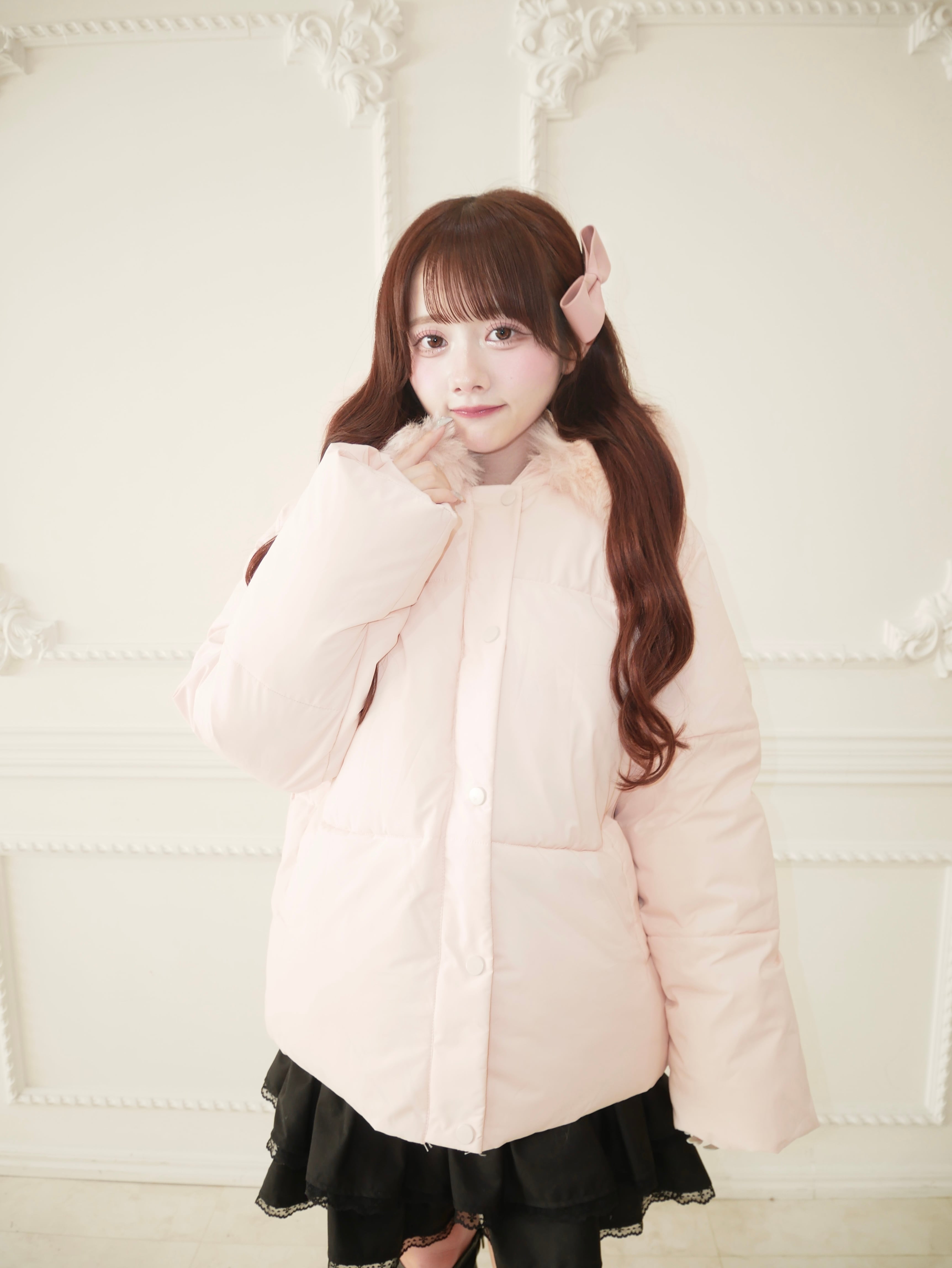 milky pink down jacket
