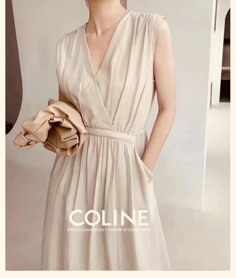 リネンブレンド ノースリーブワンピース　AJ22262-8668