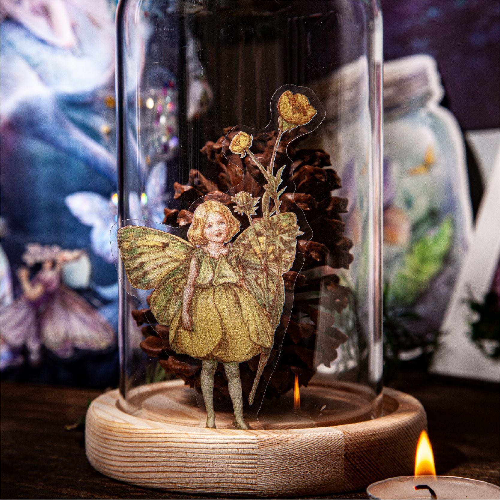 ビンテージ系シール 瓶の中の精霊シリーズ 全4種類 20枚 海外製 瓶を