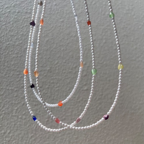 pearl & heart beads necklace