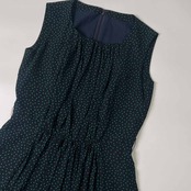 Leilian レリアン ドット柄 ノースリーブ ワンピース 7/ブラック×グリーン レディース