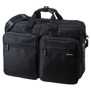 【新着特価】サンワサプライ 3WAYビジネスバッグ 出張用 大容量 18L/24L マチ拡張 撥水 PCバッグ 15.6インチ対応 キャリー固定 リュック/ショルダー/手提げ ブラック BAG-3WAY22BK