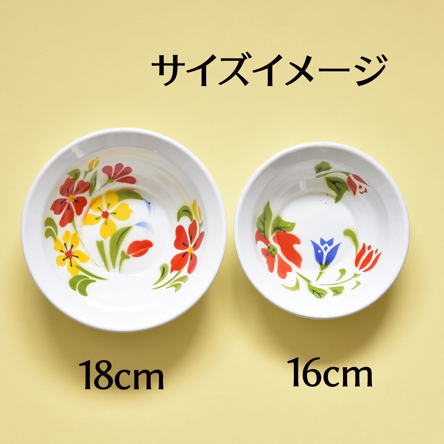 タイ RABBIT BRAND ホーロー ボウル（深皿） 白地に花【18cm】 | Phnom