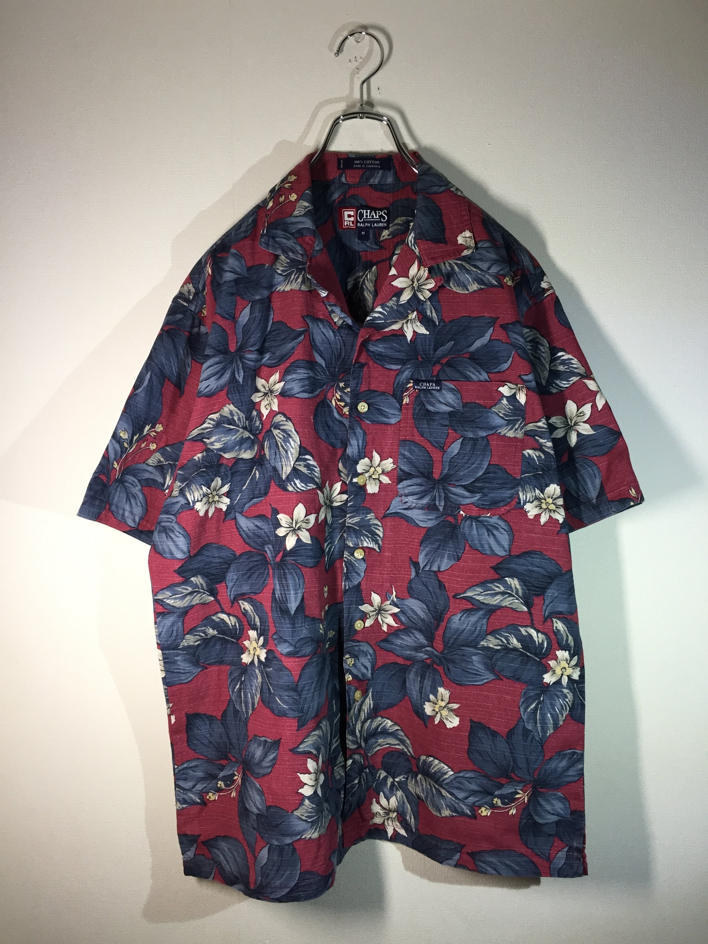 CHAPS Ralph Lauren 総柄 オープンカラーアロハシャツ ボタニカル柄