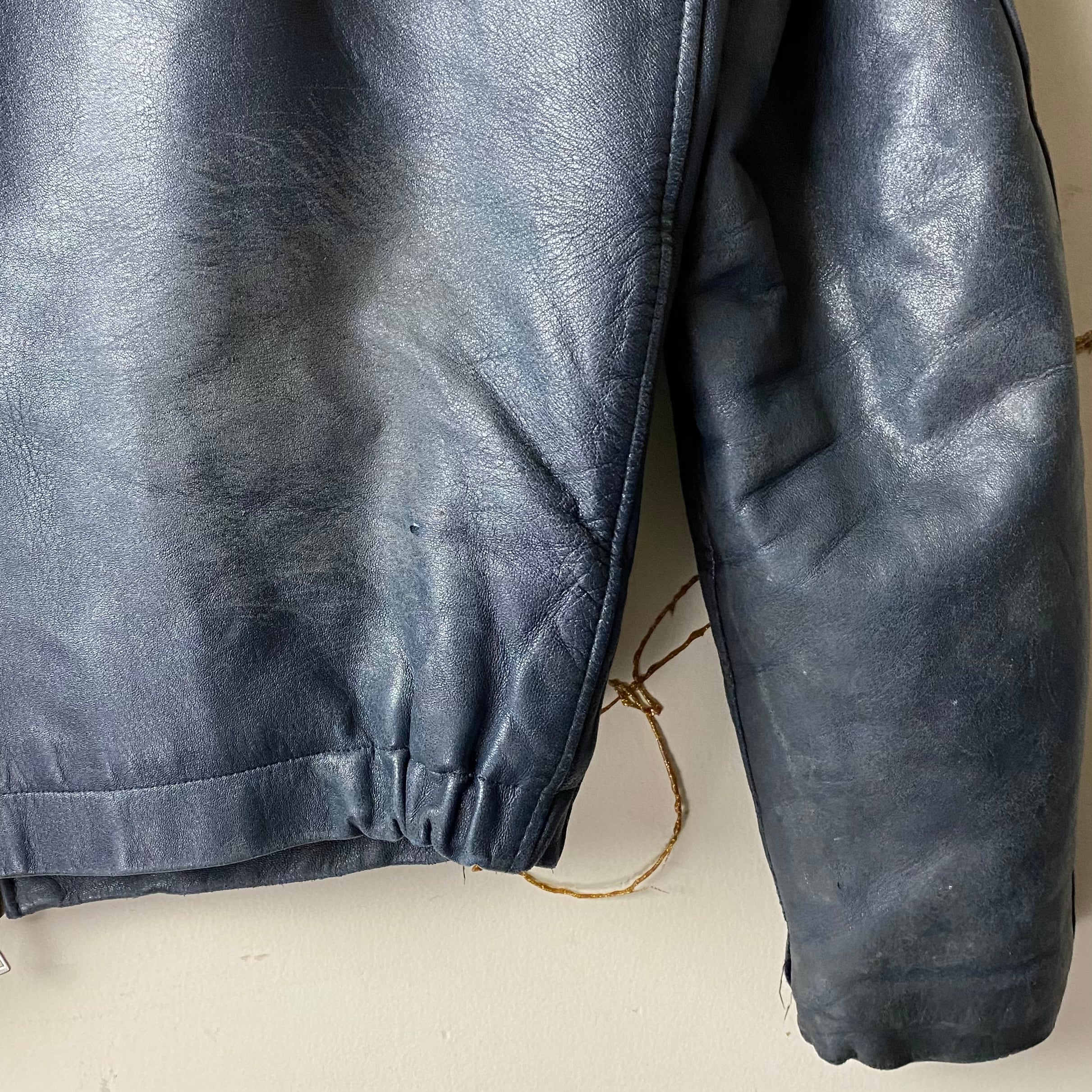 vintage FRENCH AIR FORCE navy color “K6” leather flight jacket