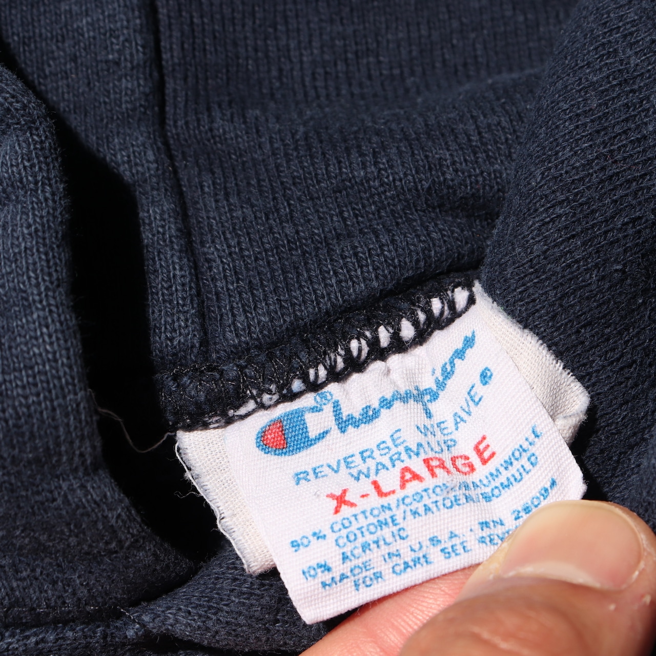 美品 XL 80s USA ネイビー無地 パーカー 旧ハトメ Champion Reverse weave リバースウィーブ