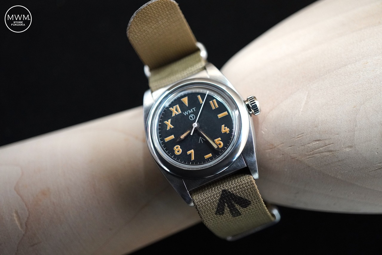 WMT WATCHES Mil-W15 Aged with Khaki Broad Arrow Strap