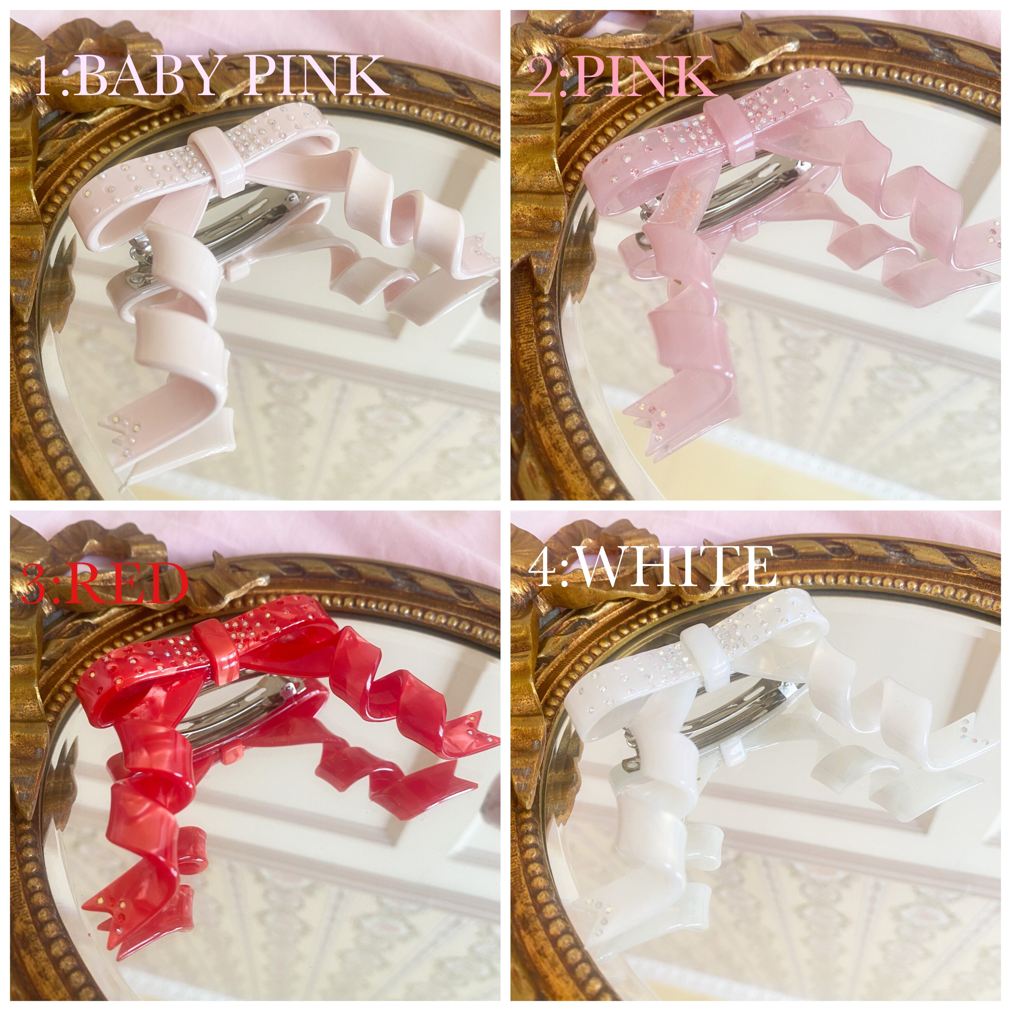 CRYSTAL CURLY BOW BARRETTE クリスタル くるくるリボン バレッタ