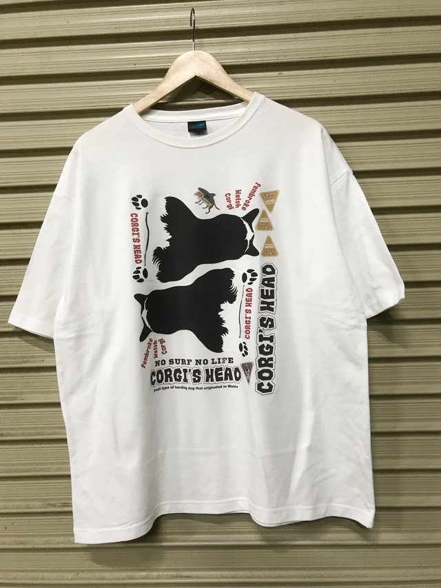 デザインNO.253  No.2021-aki-TS-003ビックシルエットTシャツ:  コーギーの象形文字Tシャツ5.6oz ビックシルエットTシャツ