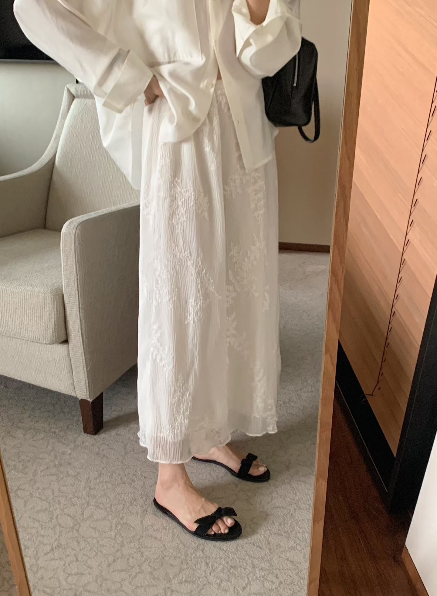 (予約) Liter / Ria embroidery chiffon skirt