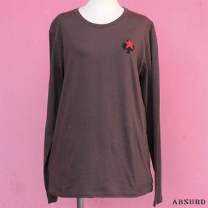 【数量限定!】 ABSURD クルーネック ロングTシャツ メンズ レディース サイズM 星 スペード 刺繍 シンプル ロンT 茶色 BROWN アブサード Overlap(BR)