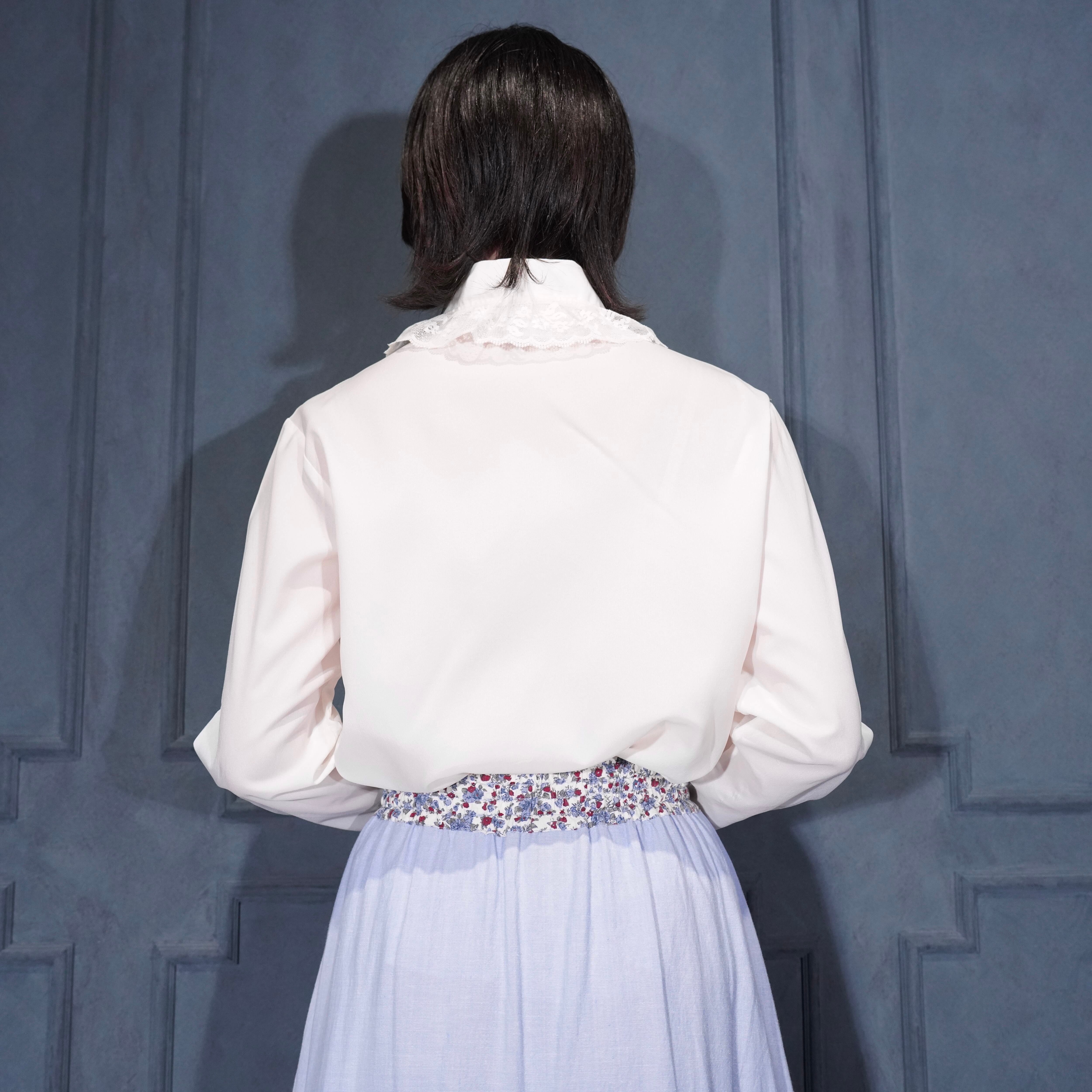 70's EU VINTAGE K-MART LACE FRILL DESIGN BLOUSE/70年代ヨーロッパ
