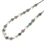 カジュアル使いに！翡翠ミックスネックレス A貨翡翠 淡水パール jd_ne1032