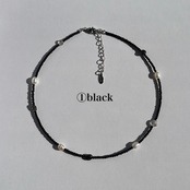 ［3色展開] 天然石 × パール ビーズネックレス ［SSN045］