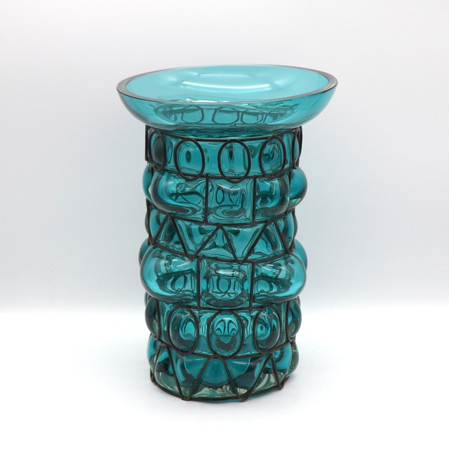 ガラス花瓶・ワイヤーデコレーション・フラワーベース・No.210912-022・梱包サイズ100
