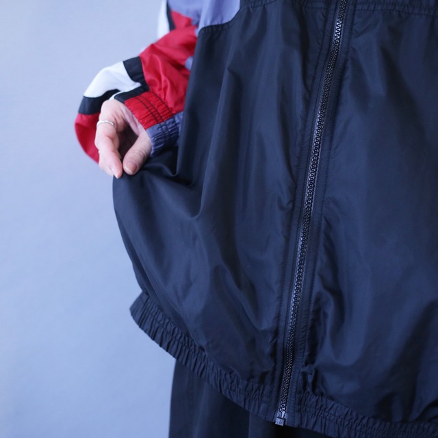 "NIKE" asymmetry switching design XXL over silhouette nylon blouson