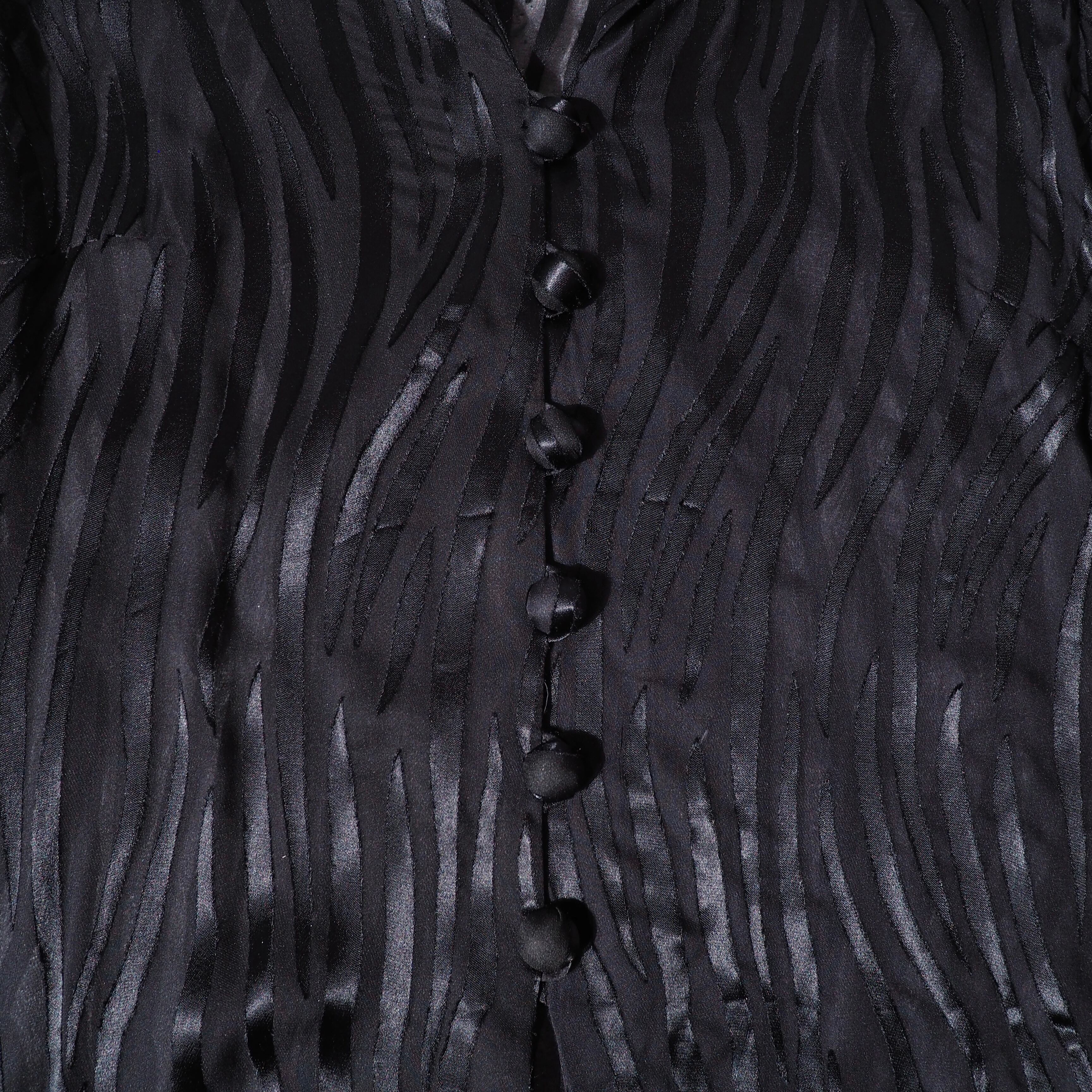 Black undulation tribal pattern loose sheer shirt