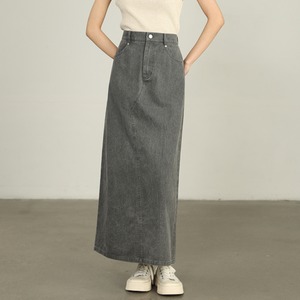 バックスリットロングデニムスカート T2075